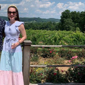 English Factory colorblock Effie maxi dress